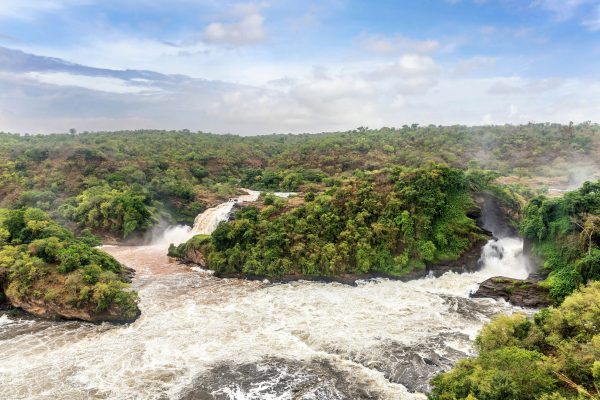View of Murchison Falls on the Victoria Nile river National Park Uganda